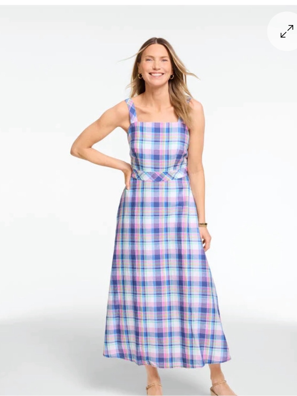 Talbots Pastel Plaid Maxi Dress in Blue and Pink